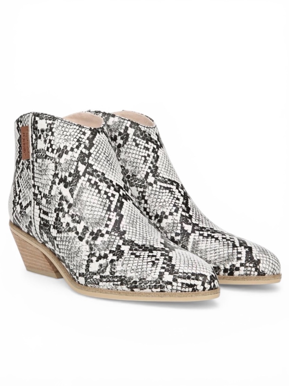 NWOB Dr. Scholl’s Lucky One Western Snakeskin Print Block Heel Booties Size 8M